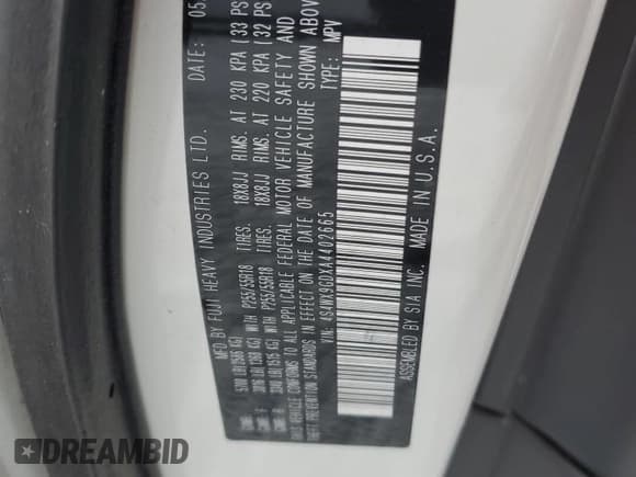 ✅ 2010 Subaru Tribeca Touring • VIN: 4S4WX9GDXA4402665 • Lot: 77966304. Wystawiony na Copart z przebiegiem 100 024 mil. Bezpłatny archiwum sprzedaży aukcyjnych z USA i szczegółowy raport historii pojazdu na DreamBid. Zdjęcie 13.