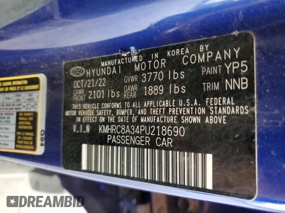 ✅ 2023 Hyundai Venue SEL • VIN: KMHRC8A34PU218690 • Lot: 86203964. Wystawiony na Copart z przebiegiem 46 778 mil. Bezpłatny archiwum sprzedaży aukcyjnych z USA i szczegółowy raport historii pojazdu na DreamBid. Zdjęcie 12.