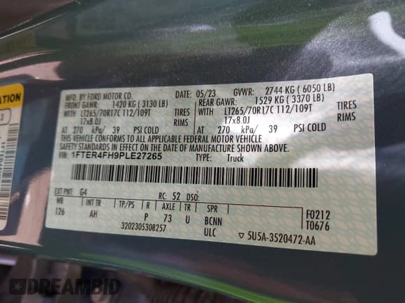 ✅ 2023 Ford Ranger XL • VIN: 1FTER4FH9PLE27265 • Lot: 42210329. Listed on IAAI with 22,973 mi. Free auction sales archive from the USA and detailed vehicle history report at DreamBid. Image 9.