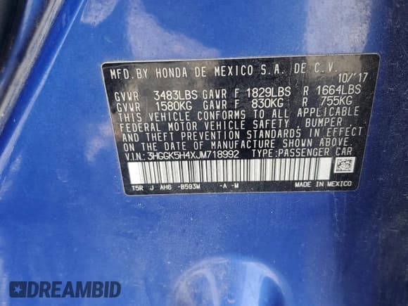 ✅ 2018 Honda Fit LX • VIN: 3HGGK5H4XJM718992 • Lot: 91654055. Listed on Copart with 109,042 mi. Free auction sales archive from the USA and detailed vehicle history report at DreamBid. Image 12.