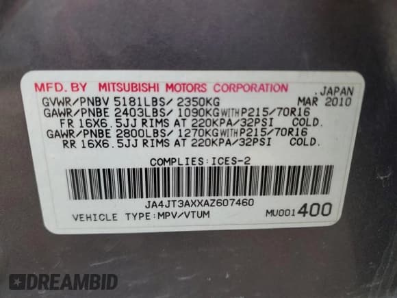 ✅ 2010 Mitsubishi Outlander LS • VIN: JA4JT3AXXAZ607460 • Lot: 78643234. Wystawiony na Copart z przebiegiem 323 434 mil. Bezpłatny archiwum sprzedaży aukcyjnych z USA i szczegółowy raport historii pojazdu na DreamBid. Zdjęcie 12.