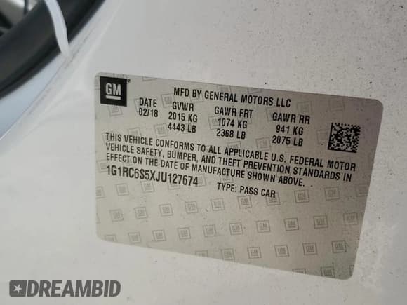 ✅ 2018 Chevrolet Volt LT • VIN: 1G1RC6S5XJU127674 • Lot: 75393204. Wystawiony na Copart z przebiegiem 57 127 mil. Bezpłatny archiwum sprzedaży aukcyjnych z USA i szczegółowy raport historii pojazdu na DreamBid. Zdjęcie 13.