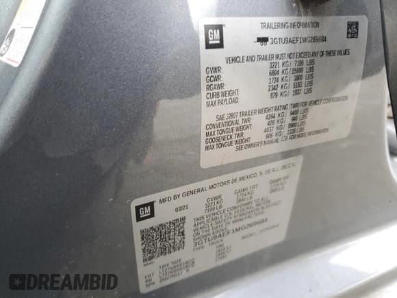 ✅ 2021 GMC Sierra 1500 • VIN: 3GTU9AEF1MG269684 • Lot: 84997854. Wystawiony na Copart z przebiegiem 98 349 mil. Bezpłatny archiwum sprzedaży aukcyjnych z USA i szczegółowy raport historii pojazdu na DreamBid. Zdjęcie 14.