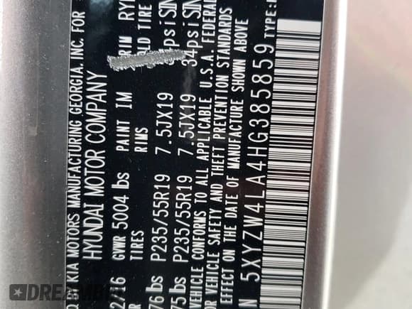 ✅ 2017 Hyundai Santa Fe Ultimate • VIN: 5XYZW4LA4HG385859 • Лот: 51891674. Опубликован ранее на Copart с пробегом 117 970 миль. Бесплатный доступ к архиву аукционных продаж из США и подробный отчёт об истории автомобиля на DreamBid. Изображение 13.