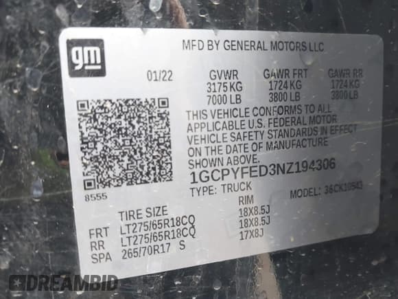 ✅ 2022 Chevrolet Silverado 1500 LT Trail Boss • VIN: 1GCPYFED3NZ194306 • Lot: 41906625. Wystawiony na IAAI z przebiegiem Nie podano. Bezpłatny archiwum sprzedaży aukcyjnych z USA i szczegółowy raport historii pojazdu na DreamBid. Zdjęcie 9.