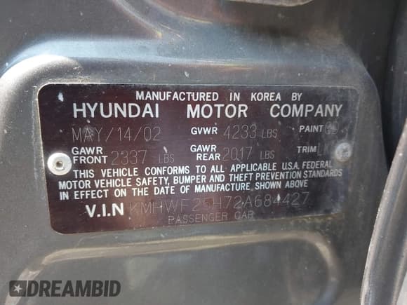 ✅ 2002 Hyundai Sonata • VIN: KMHWF25H72A684427 • Lot: 42409528. Wystawiony na IAAI z przebiegiem 176 694 mil. Bezpłatny archiwum sprzedaży aukcyjnych z USA i szczegółowy raport historii pojazdu na DreamBid. Zdjęcie 9.