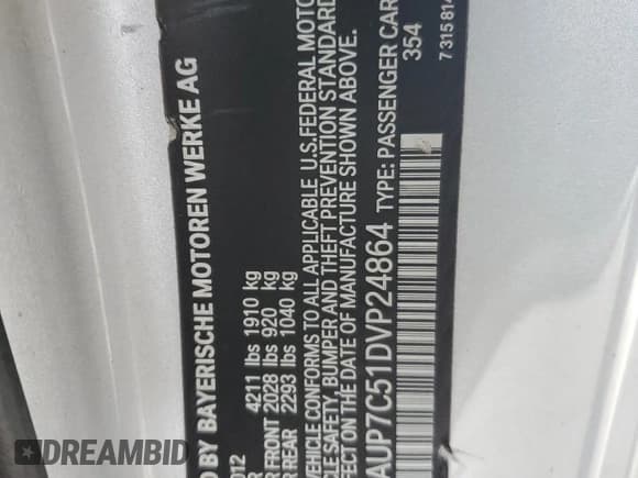 ✅ 2013 BMW 1 Series 128i • VIN: WBAUP7C51DVP24864 • Lot: 86905314. Wystawiony na Copart z przebiegiem 136 975 mil. Bezpłatny archiwum sprzedaży aukcyjnych z USA i szczegółowy raport historii pojazdu na DreamBid. Zdjęcie 12.