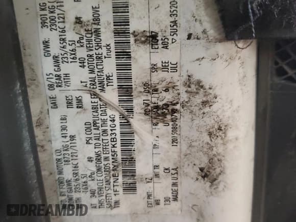 ✅ 2015 Ford Transit Cargo • VIN: 1FTNE1YM5FKB31040 • Лот: 67757805. Опубликован ранее на Copart с пробегом 378 179 миль. Бесплатный доступ к архиву аукционных продаж из США и подробный отчёт об истории автомобиля на DreamBid. Изображение 13.