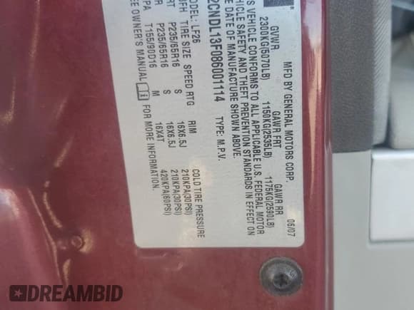 ✅ 2008 Chevrolet Equinox LS • VIN: 2CNDL13F086001114 • Лот: 58090455. Опубликован ранее на Copart с пробегом Не указан. Бесплатный доступ к архиву аукционных продаж из США и подробный отчёт об истории автомобиля на DreamBid. Изображение 13.