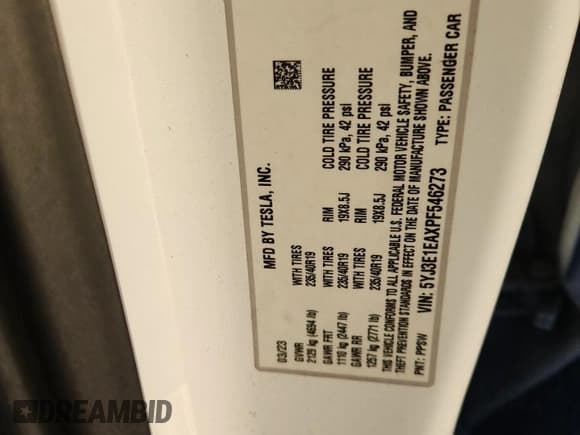 ✅ 2023 Tesla Model 3 • VIN: 5YJ3E1EAXPF546273 • Lot: 82248915. Wystawiony na Copart z przebiegiem 47 286 mil. Bezpłatny archiwum sprzedaży aukcyjnych z USA i szczegółowy raport historii pojazdu na DreamBid. Zdjęcie 12.