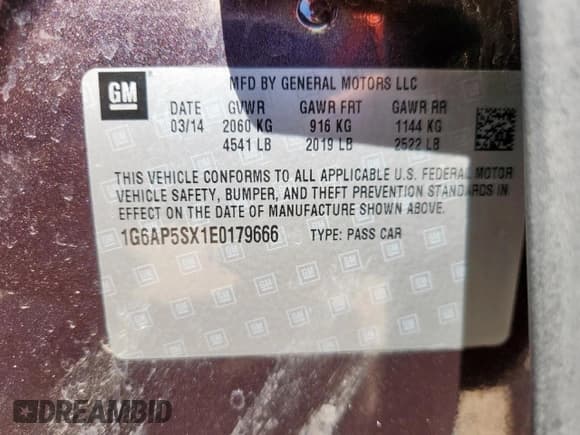 ✅ 2014 Cadillac CTS RWD • VIN: 1G6AP5SX1E0179666 • Lot: 63021995. Wystawiony na Copart z przebiegiem 40 959 mil. Bezpłatny archiwum sprzedaży aukcyjnych z USA i szczegółowy raport historii pojazdu na DreamBid. Zdjęcie 12.