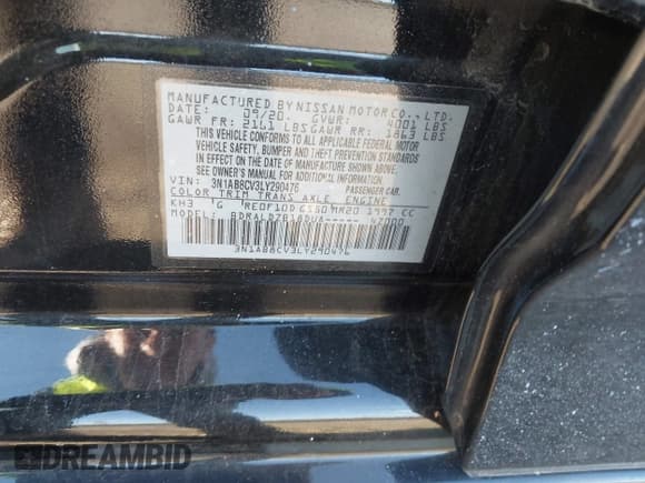 ✅ 2020 Nissan Sentra SV • VIN: 3N1AB8CV3LY290476 • Лот: 43642997. Опубликован ранее на IAAI с пробегом 32 251 миль. Бесплатный доступ к архиву аукционных продаж из США и подробный отчёт об истории автомобиля на DreamBid. Изображение 9.