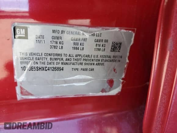 2012 Chevrolet Sonic LTZ with VIN 1G1JE5SHXC4126894, listed as a Copart auction lot 45186475 with 76,461 mi miles and Clean title. Bid and sale history available at DreamBid. Image 12.