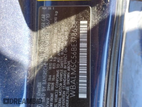 ✅ 2011 BMW Z4 sDrive30i • VIN: WBALM5C56BE378638 • Lot: 89139045. Listed on Copart with 74,525 mi. Free auction sales archive from the USA and detailed vehicle history report at DreamBid. Image 14.