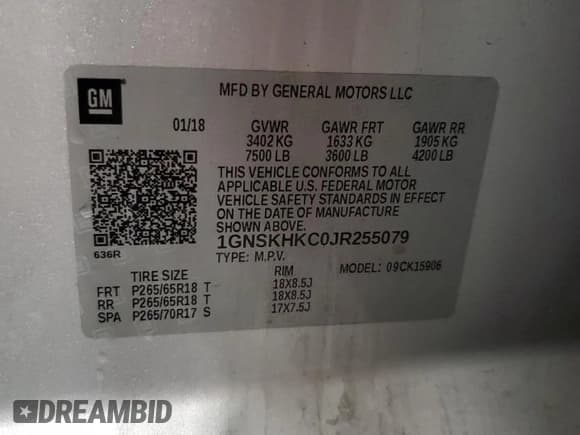 ✅ 2018 Chevrolet Suburban LT • VIN: 1GNSKHKC0JR255079 • Lot: 81128404. Listed on Copart with Not provided. Free auction sales archive from the USA and detailed vehicle history report at DreamBid. Image 13.