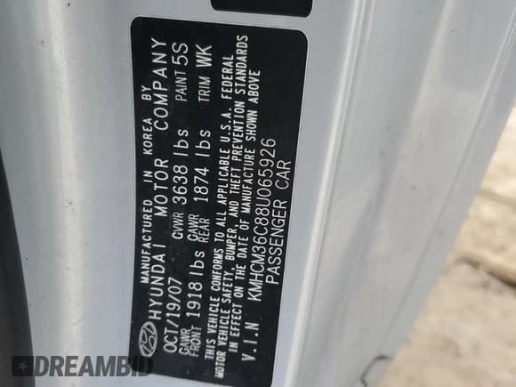 ✅ 2008 Hyundai Accent GS • VIN: KMHCM36C88U065926 • Лот: 84157514. Опубликован ранее на Copart с пробегом 111 443 миль. Бесплатный доступ к архиву аукционных продаж из США и подробный отчёт об истории автомобиля на DreamBid. Изображение 12.