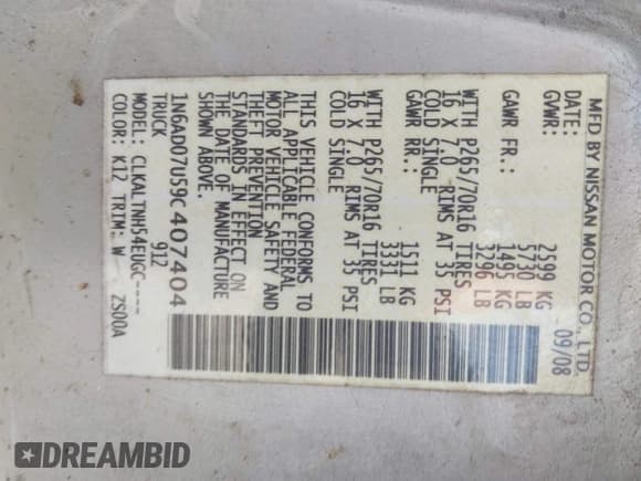 ✅ 2009 Nissan Frontier SE • VIN: 1N6AD07U59C407404 • Lot: 42772182. Wystawiony na IAAI z przebiegiem 183 640 mil. Bezpłatny archiwum sprzedaży aukcyjnych z USA i szczegółowy raport historii pojazdu na DreamBid. Zdjęcie 9.