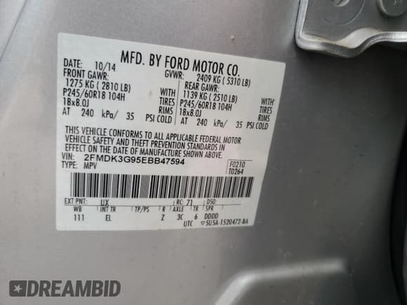 ✅ 2014 Ford Edge SE • VIN: 2FMDK3G95EBB47594 • Lot: 85149574. Wystawiony na Copart z przebiegiem 143 803 mil. Bezpłatny archiwum sprzedaży aukcyjnych z USA i szczegółowy raport historii pojazdu na DreamBid. Zdjęcie 12.