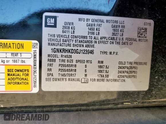 ✅ 2016 Chevrolet Traverse LT • VIN: 1GNKRHKD3GJ123946 • Lot: 90371595. Wystawiony na Copart z przebiegiem 140 630 mil. Bezpłatny archiwum sprzedaży aukcyjnych z USA i szczegółowy raport historii pojazdu na DreamBid. Zdjęcie 12.