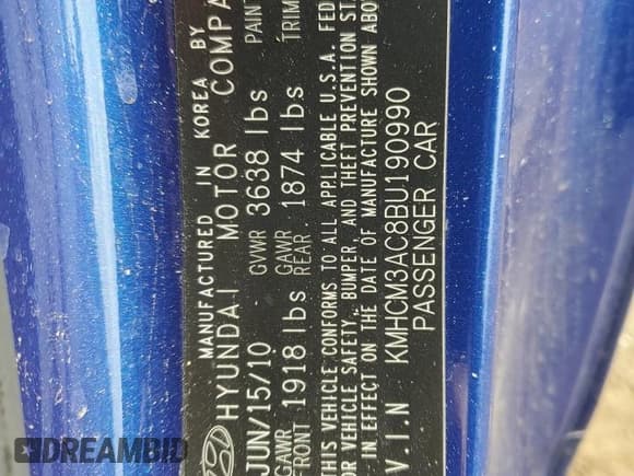 ✅ 2011 Hyundai Accent GS • VIN: KMHCM3AC8BU190990 • Лот: 41876715. Опубликован ранее на Copart с пробегом 148 564 миль. Бесплатный доступ к архиву аукционных продаж из США и подробный отчёт об истории автомобиля на DreamBid. Изображение 12.