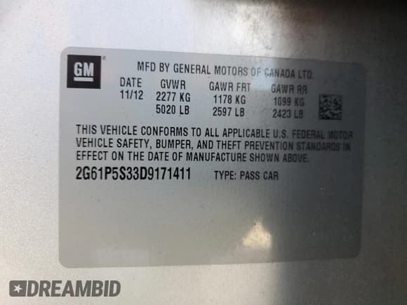 ✅ 2013 Cadillac XTS Luxury • VIN: 2G61P5S33D9171411 • Лот: 67171235. Опубликован ранее на Copart с пробегом 117 062 миль. Бесплатный доступ к архиву аукционных продаж из США и подробный отчёт об истории автомобиля на DreamBid. Изображение 13.