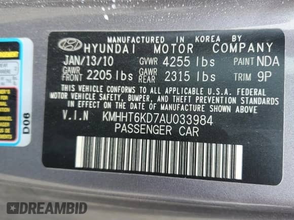 2010 Hyundai Genesis Coupe Premium z VIN KMHHT6KD7AU033984, wystawiony jako Copart lot #64473465 z przebiegiem 95 512 mil mil oraz Czysty tytuł • Clean title. Historia ofert i sprzedaży dostępna na DreamBid. Obrazek 12.