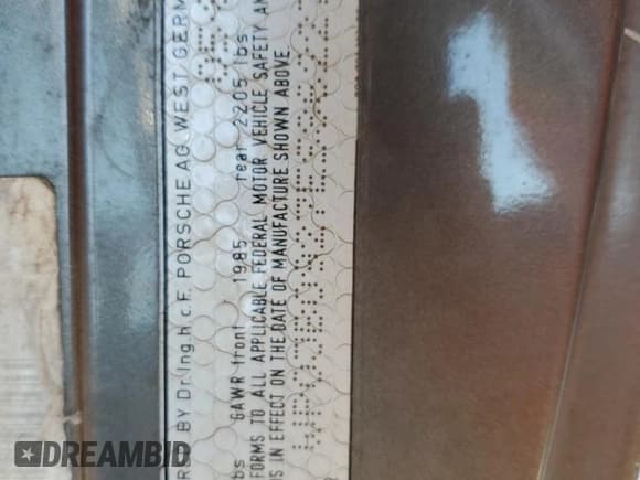 ✅ 1984 Porsche 928 • VIN: WP0JB0927ES862274 • Lot: 75285934. Wystawiony na Copart z przebiegiem 97 509 mil. Bezpłatny archiwum sprzedaży aukcyjnych z USA i szczegółowy raport historii pojazdu na DreamBid. Zdjęcie 12.