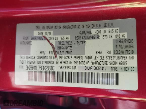 ✅ 2016 Mazda 3 i Touring • VIN: 3MZBM1L76GM268101 • Lot: 43211143. Listed on IAAI with 72,667 mi. Free auction sales archive from the USA and detailed vehicle history report at DreamBid. Image 9.