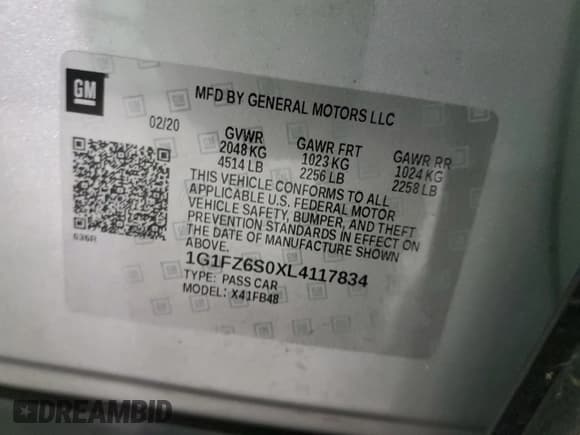 ✅ 2020 Chevrolet Bolt EV Premier • VIN: 1G1FZ6S0XL4117834 • Lot: 84712624. Wystawiony na Copart z przebiegiem 23 493 mil. Bezpłatny archiwum sprzedaży aukcyjnych z USA i szczegółowy raport historii pojazdu na DreamBid. Zdjęcie 12.