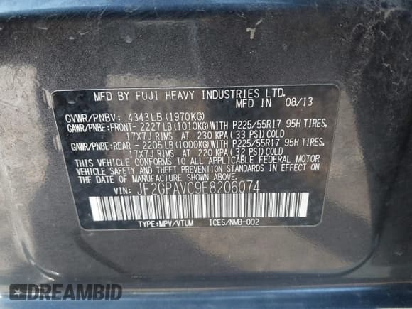 ✅ 2014 Subaru Crosstrek Premium • VIN: JF2GPAVC9E8206074 • Lot: 43576373. Listed on IAAI with 107,296 mi. Free auction sales archive from the USA and detailed vehicle history report at DreamBid. Image 9.