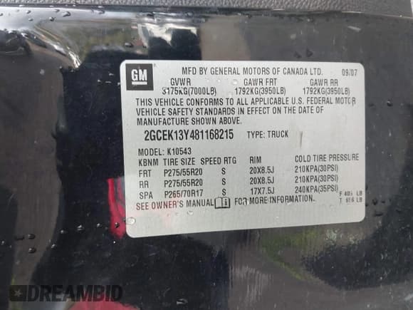 ✅ 2008 Chevrolet Silverado 1500 LTZ • VIN: 2GCEK13Y481168215 • Lot: 43609430. Listed on IAAI with 166,880 mi. Free auction sales archive from the USA and detailed vehicle history report at DreamBid. Image 9.