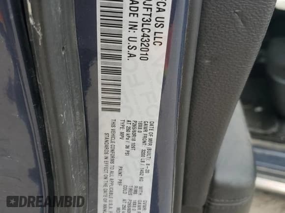 ✅ 2020 Dodge Durango Pursuit • VIN: 1C4SDJFT3LC432010 • Lot: 61165675. Wystawiony na Copart z przebiegiem 100 629 mil. Bezpłatny archiwum sprzedaży aukcyjnych z USA i szczegółowy raport historii pojazdu na DreamBid. Zdjęcie 13.