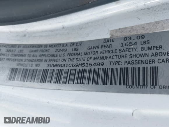 ✅ 2009 Volkswagen Beetle S • VIN: 3VWRG31C69M515489 • Лот: 43797288. Опубликован ранее на IAAI с пробегом 126 256 миль. Бесплатный доступ к архиву аукционных продаж из США и подробный отчёт об истории автомобиля на DreamBid. Изображение 9.