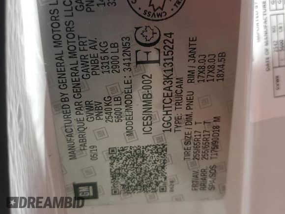 2019 Chevrolet Colorado 4WD LT with VIN 1GCHTCEA3K1315224, listed as a Copart auction lot 70250845 with 99,429 mi miles and Salvage title. Bid and sale history available at DreamBid. Image 13.