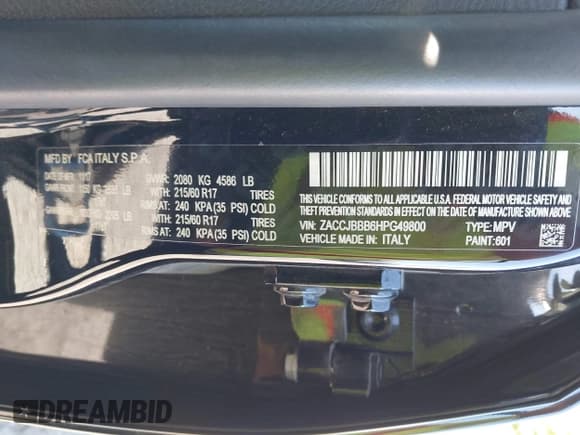 ✅ 2017 Jeep Renegade Latitude • VIN: ZACCJBBB6HPG49800 • Lot: 43330335. Listed on IAAI with 123,487 mi. Free auction sales archive from the USA and detailed vehicle history report at DreamBid. Image 9.