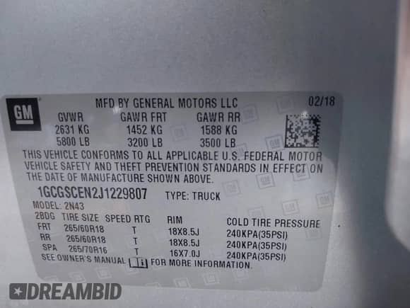 2018 Chevrolet Colorado 2WD LT z VIN 1GCGSCEN2J1229807, wystawiony jako IAAI lot #43391851 z przebiegiem 88 766 mil mil oraz . Historia ofert i sprzedaży dostępna na DreamBid. Obrazek 9.