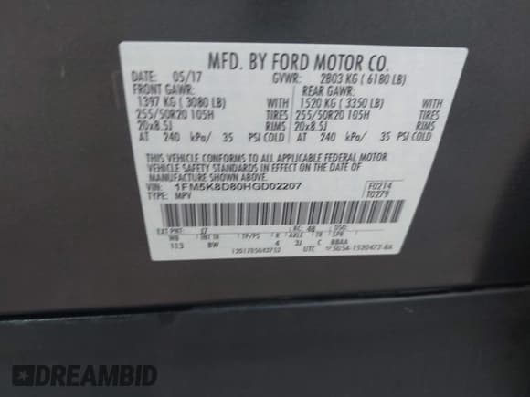 ✅ 2017 Ford Explorer XLT • VIN: 1FM5K8D80HGD02207 • Lot: 43297175. Wystawiony na IAAI z przebiegiem 106 244 mil. Bezpłatny archiwum sprzedaży aukcyjnych z USA i szczegółowy raport historii pojazdu na DreamBid. Zdjęcie 9.