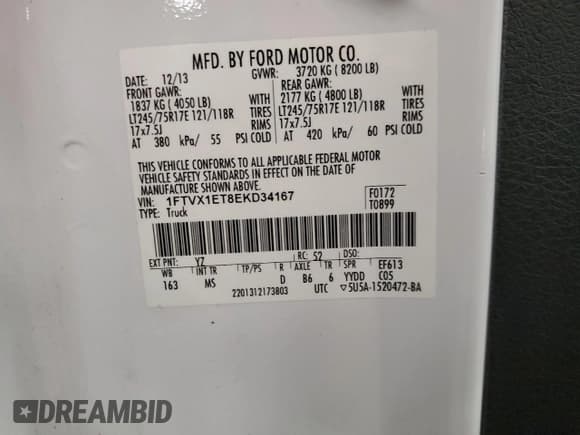 ✅ 2014 Ford F-150 XL • VIN: 1FTVX1ET8EKD34167 • Lot: 82392965. Listed on Copart with 333,013 mi. Free auction sales archive from the USA and detailed vehicle history report at DreamBid. Image 12.