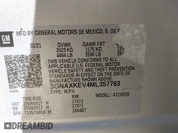 ✅ 2021 Chevrolet Equinox LT • VIN: 3GNAXKEV4ML357763 • Lot: 43329850. Wystawiony na IAAI z przebiegiem 142 624 mil. Bezpłatny archiwum sprzedaży aukcyjnych z USA i szczegółowy raport historii pojazdu na DreamBid. Zdjęcie 9.