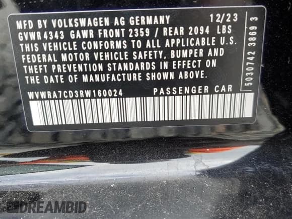 ✅ 2024 Volkswagen Golf GTI SE • VIN: WVWRA7CD3RW160024 • Lot: 63021025. Wystawiony na Copart z przebiegiem 11 503 mil. Bezpłatny archiwum sprzedaży aukcyjnych z USA i szczegółowy raport historii pojazdu na DreamBid. Zdjęcie 13.