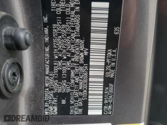 ✅ 2013 Toyota Sienna XLE • VIN: 5TDDK3DC9DS067541 • Lot: 90489285. Wystawiony na Copart z przebiegiem 240 426 mil. Bezpłatny archiwum sprzedaży aukcyjnych z USA i szczegółowy raport historii pojazdu na DreamBid. Zdjęcie 13.