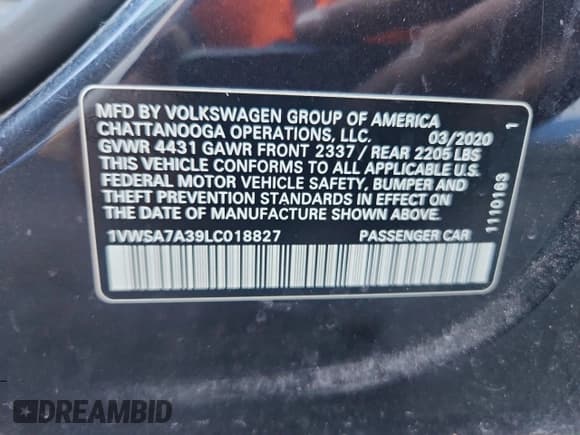 ✅ 2020 Volkswagen Passat SE • VIN: 1VWSA7A39LC018827 • Лот: 65195495. Опубликован ранее на Copart с пробегом 86 430 миль. Бесплатный доступ к архиву аукционных продаж из США и подробный отчёт об истории автомобиля на DreamBid. Изображение 13.