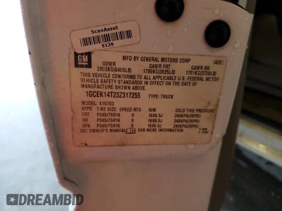 ✅ 2003 Chevrolet Silverado 1500 LS • VIN: 1GCEK14T23Z317255 • Lot: 48328865. Listed on Copart with Not provided. Free auction sales archive from the USA and detailed vehicle history report at DreamBid. Image 12.