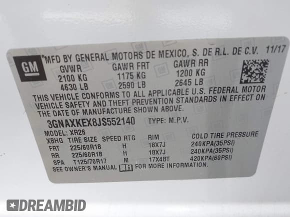 ✅ 2018 Chevrolet Equinox LT • VIN: 3GNAXKEX8JS552140 • Лот: 43300450. Опубликован ранее на IAAI с пробегом 149 318 миль. Бесплатный доступ к архиву аукционных продаж из США и подробный отчёт об истории автомобиля на DreamBid. Изображение 9.