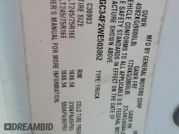 ✅ 1998 GMC Sierra 1500 • VIN: 1GTGC34F2WE503062 • Lot: 56318645. Wystawiony na Copart z przebiegiem 127 640 mil. Bezpłatny archiwum sprzedaży aukcyjnych z USA i szczegółowy raport historii pojazdu na DreamBid. Zdjęcie 12.