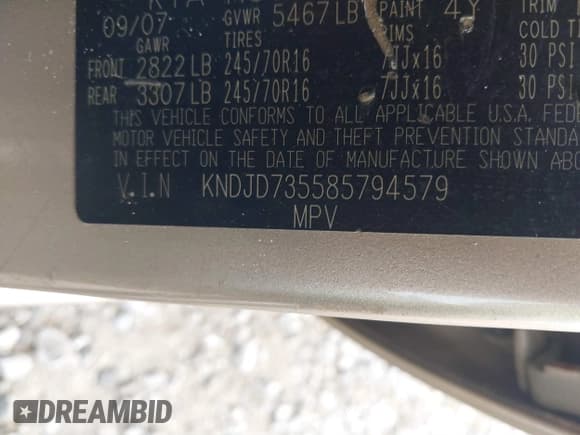 ✅ 2008 Kia Sorento LX • VIN: KNDJD735585794579 • Lot: 41510250. Listed on IAAI with 294,351 mi. Free auction sales archive from the USA and detailed vehicle history report at DreamBid. Image 9.