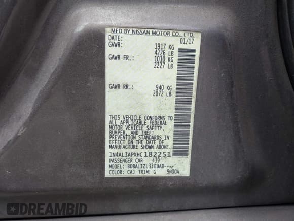 ✅ 2017 Nissan Altima S • VIN: 1N4AL3APXHC182251 • Лот: 43122864. Опубликован ранее на IAAI с пробегом 134 356 миль. Бесплатный доступ к архиву аукционных продаж из США и подробный отчёт об истории автомобиля на DreamBid. Изображение 9.