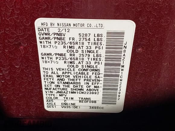 ✅ 2012 Nissan Murano S • VIN: JN8AZ1MW1CW223992 • Lot: 43722649. Wystawiony na IAAI z przebiegiem 145 865 mil. Bezpłatny archiwum sprzedaży aukcyjnych z USA i szczegółowy raport historii pojazdu na DreamBid. Zdjęcie 9.