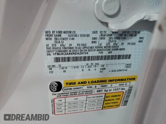 ✅ 2024 Ford Expedition Max Limited • VIN: 1FMJK2A86REA29724 • Lot: 85736175. Listed on Copart with 10,987 mi. Free auction sales archive from the USA and detailed vehicle history report at DreamBid. Image 13.