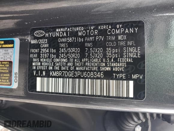 ✅ 2023 Hyundai Palisade Calligraphy • VIN: KM8R7DGE3PU608346 • Лот: 80686664. Опубликован ранее на Copart с пробегом 28 108 миль. Бесплатный доступ к архиву аукционных продаж из США и подробный отчёт об истории автомобиля на DreamBid. Изображение 13.